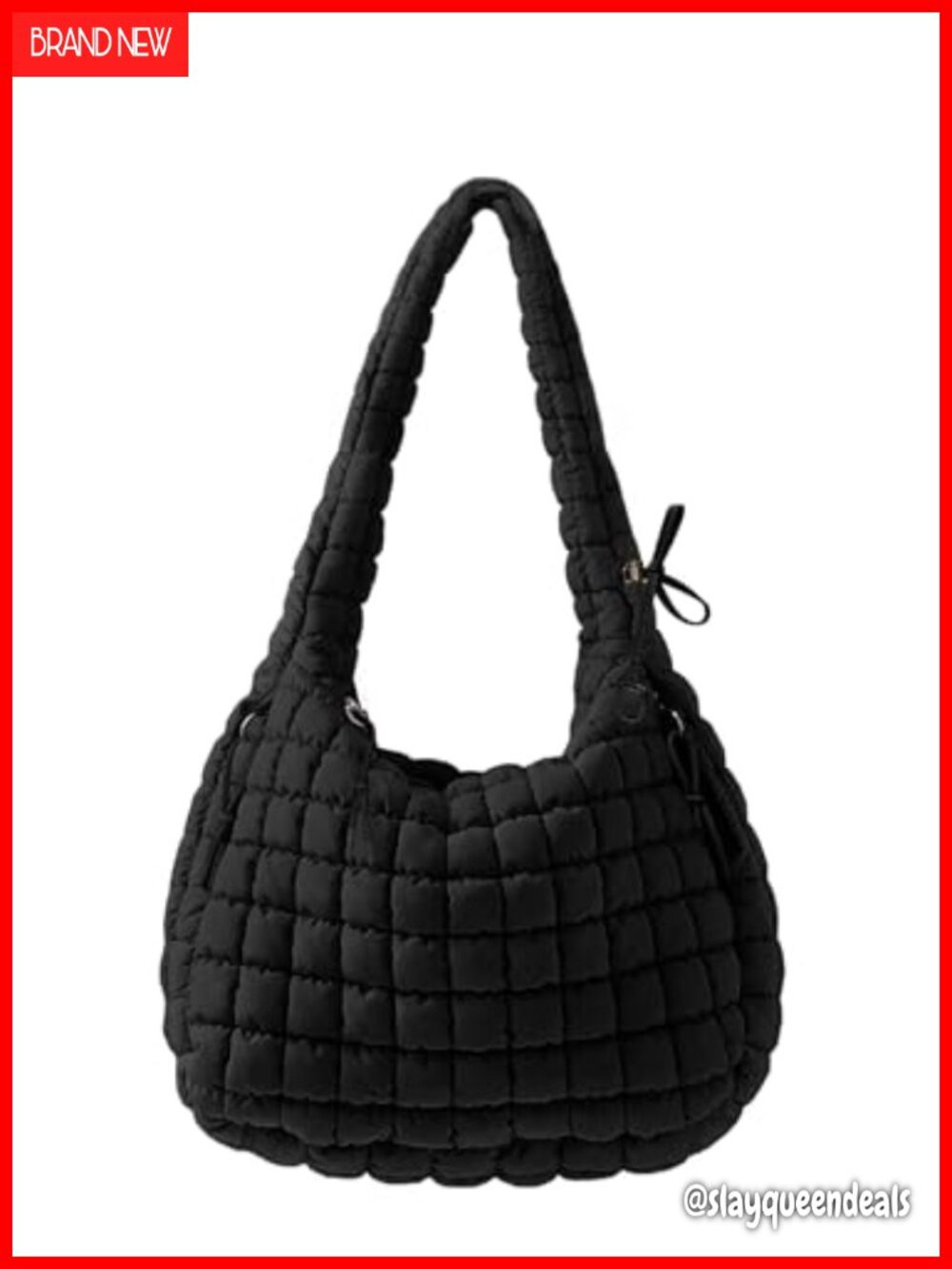 Quilted Nylon Puffer Tote Bag Hobo Crossbody Shoulder Purse Large